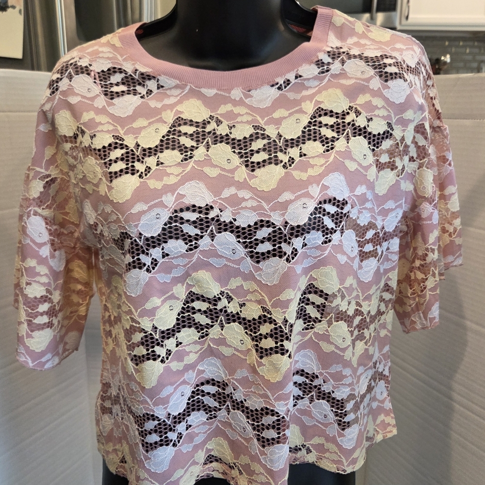 Zara Pink Lace Women's Crop Top